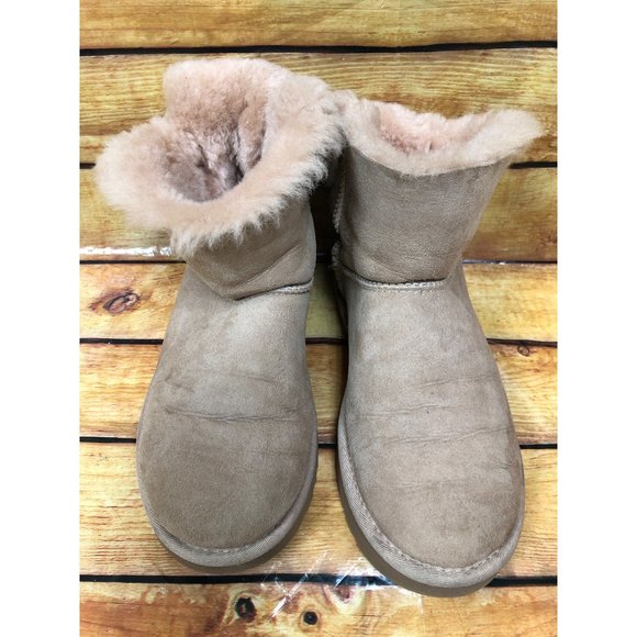 UGG Tan Mini Bailey Bow II 1092972 Ankle Boots Womens 6/37 (j8b) - Picture 2 of 10